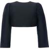 Cropped Satin Cardigan, Black - Cardigans - 2