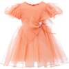 Bow Organza Dress, Peach - Dresses - 1 - thumbnail