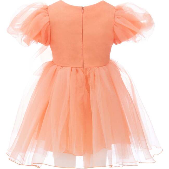 Bow Organza Dress, Peach - Dresses - 2