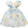 Chablis Floral Garden Organza Dress, Blue - Dresses - 1 - thumbnail