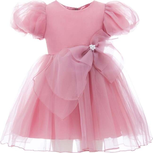 Raspberry Bow Organza Dress, Pink