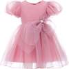 Raspberry Bow Organza Dress, Pink - Dresses - 1 - thumbnail