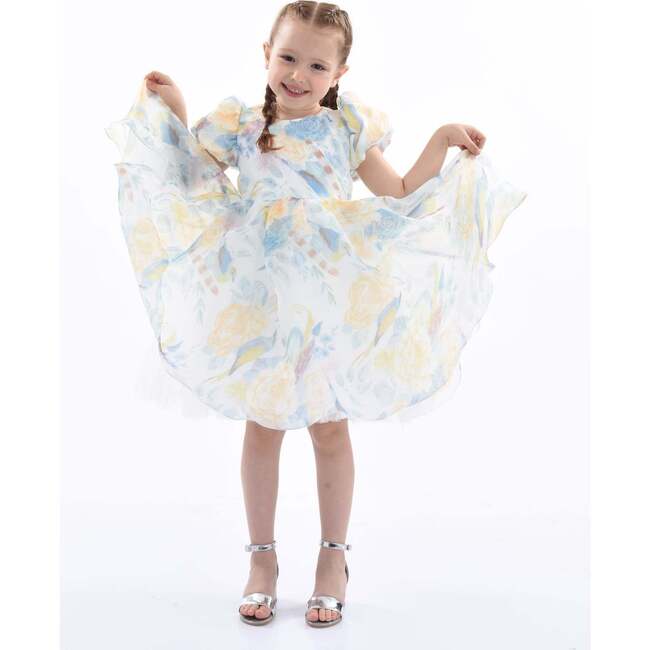 Chablis Floral Garden Organza Dress, Blue - Dresses - 2