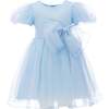 Bow Organza Dress, Blue - Dresses - 1 - thumbnail