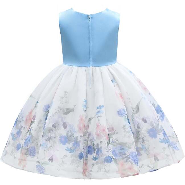 Mabel Floral Garden Organza Dress, Blue - Dresses - 4