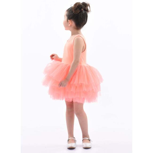 Coral Solid Tutu Dress, Orange - Skirts - 3