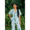 Women's Tommy Lapel Collar Short Sleeve Piped Top, Bluebell & Sage - Shirts - 1 - thumbnail