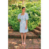 Women's Aria Striped Puff Sleeve Belted Dress, Bluebell - Dresses - 1 - thumbnail