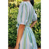 Women's Aria Striped Puff Sleeve Belted Dress, Bluebell - Dresses - 2