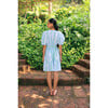 Women's Aria Striped Puff Sleeve Belted Dress, Bluebell - Dresses - 3