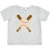 Vintage Baseball Terry Applique Raw Edge Tee, Heather Gray - T-Shirts - 1 - thumbnail