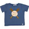 Vintage Baseball Terry Applique Raw Edge Tee, Denim - T-Shirts - 1 - thumbnail