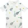 Tennis Print Terry Polo Shirt, Snow - Polo Shirts - 1 - thumbnail