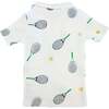 Tennis Print Terry Polo Shirt, Snow - Polo Shirts - 2