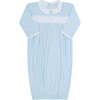 Gingham Smocked Gown, Blue - Nightgowns - 1 - thumbnail