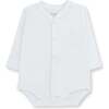 Body Pima Logo Longsleeve Bodysuit, White & Light Blue - Onesies - 1 - thumbnail