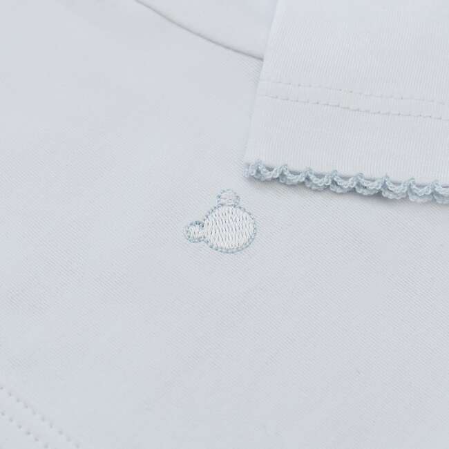 Body Pima Logo Longsleeve Bodysuit, White & Light Blue - Onesies - 2