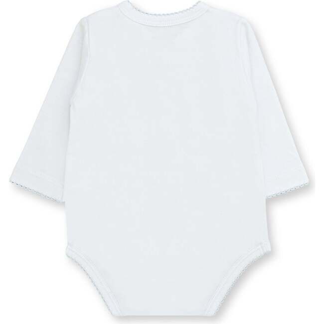 Body Pima Logo Longsleeve Bodysuit, White & Light Blue - Onesies - 3