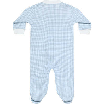 Gingham Zipper Footie, Blue - Footie Pajamas - 2