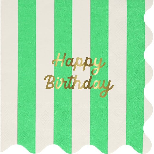 Stripe Happy Birthday Large Napkins - Party - 4