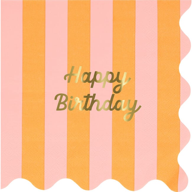 Stripe Happy Birthday Large Napkins - Party - 7