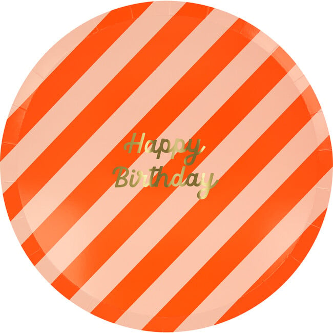 Stripe Happy Birthday Dinner Plates - Party - 4