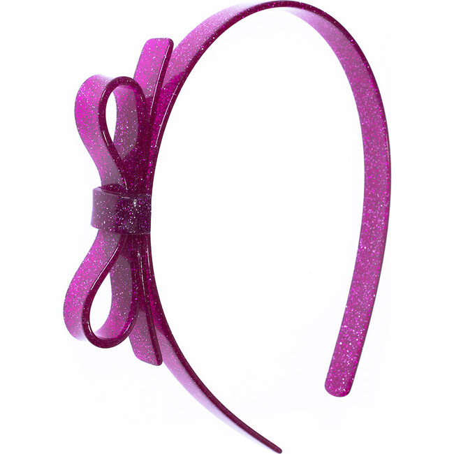 Thin Bow Glitter Pink Headband