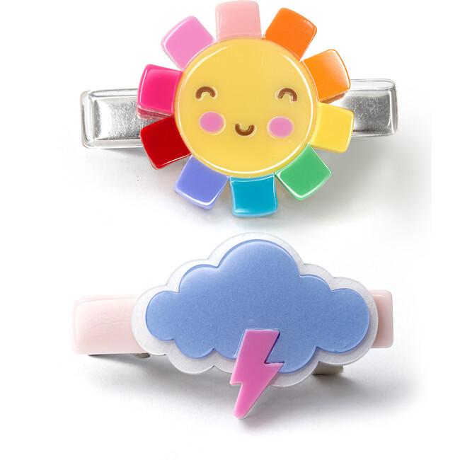 Colorful Sun and Storm Cloud Hair Clips Set