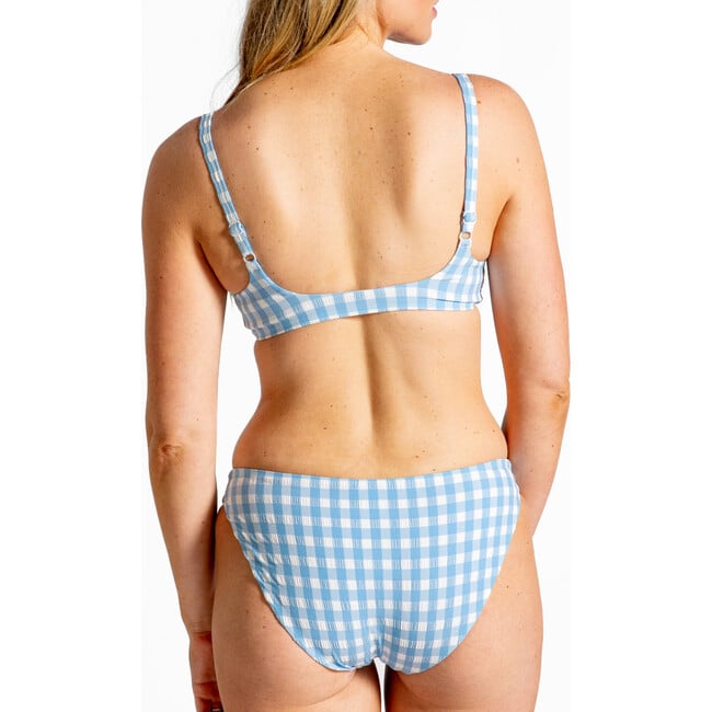 Women's Surfside Blue Crinkle Gingham Scoop Neck Bikini Top - Two Pieces - 6