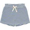 Unisex Cream And Denim Blue Stripe Shorts - Shorts - 1 - thumbnail