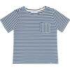 Unisex Cream And Denim Blue Stripe Boatneck Tee - T-Shirts - 1 - thumbnail