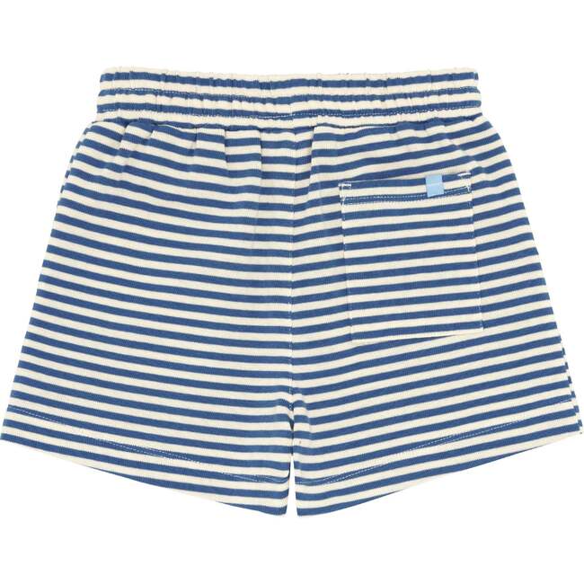 Unisex Cream And Denim Blue Stripe Shorts - Shorts - 4