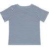 Unisex Cream And Denim Blue Stripe Boatneck Tee - T-Shirts - 4