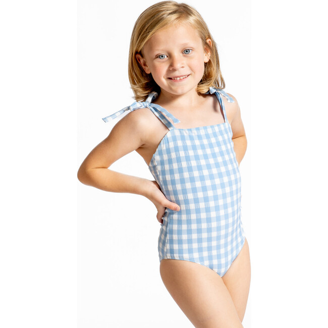 Girls Surfside Blue Crinkle Gingham One Piece - One Pieces - 5