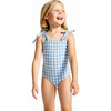 Girls Surfside Blue Crinkle Gingham One Piece - One Pieces - 6