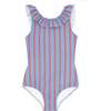 Girls Maritime Stripe Ruffle Collar One Piece - One Pieces - 1 - thumbnail