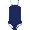 Girls Navy & White V-Neck Crossover One Piece - One Pieces - 1 - thumbnail