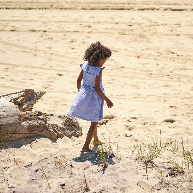 Girls Navy Stripe Sailor Dress - Dresses - 6