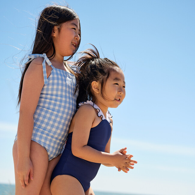 Girls Navy & White V-Neck Crossover One Piece - One Pieces - 4