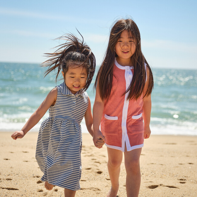 Girls Cream And Denim Blue Stripe Tennis Dress - Dresses - 4