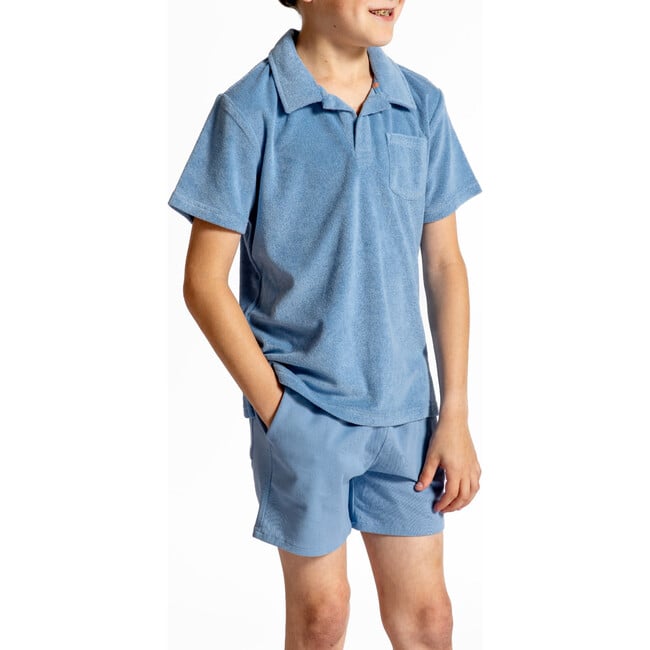 Boys Surfside Blue French Terry Polo - Polo Shirts - 5