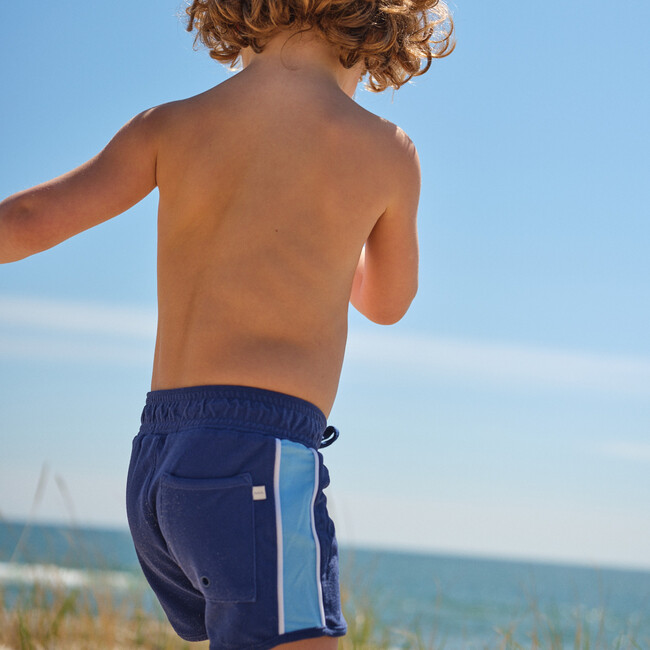 Boys Navy Terry Boardie - Swim Trunks - 2