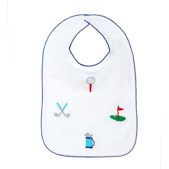 Golf Embroidered Bib, Blue - Bibs - 1