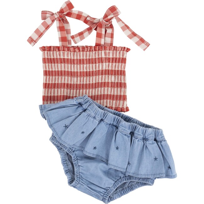 June Set, Red Gingham/Chambray