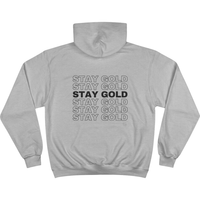 Adult Unisex Stay Gold X Champion Graphic Hoodie, Light Steel
