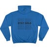 Adult Unisex Stay Gold X Champion Graphic Hoodie, Royal Blue - Sweatshirts - 1 - thumbnail