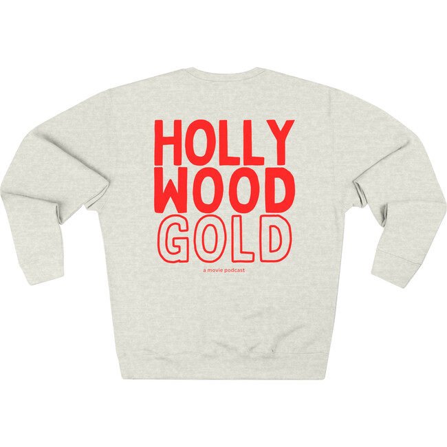 Adult Unisex Hollywood Gold Graphic Crew Neck Sweatshirt, Oatmeal Heather & Red