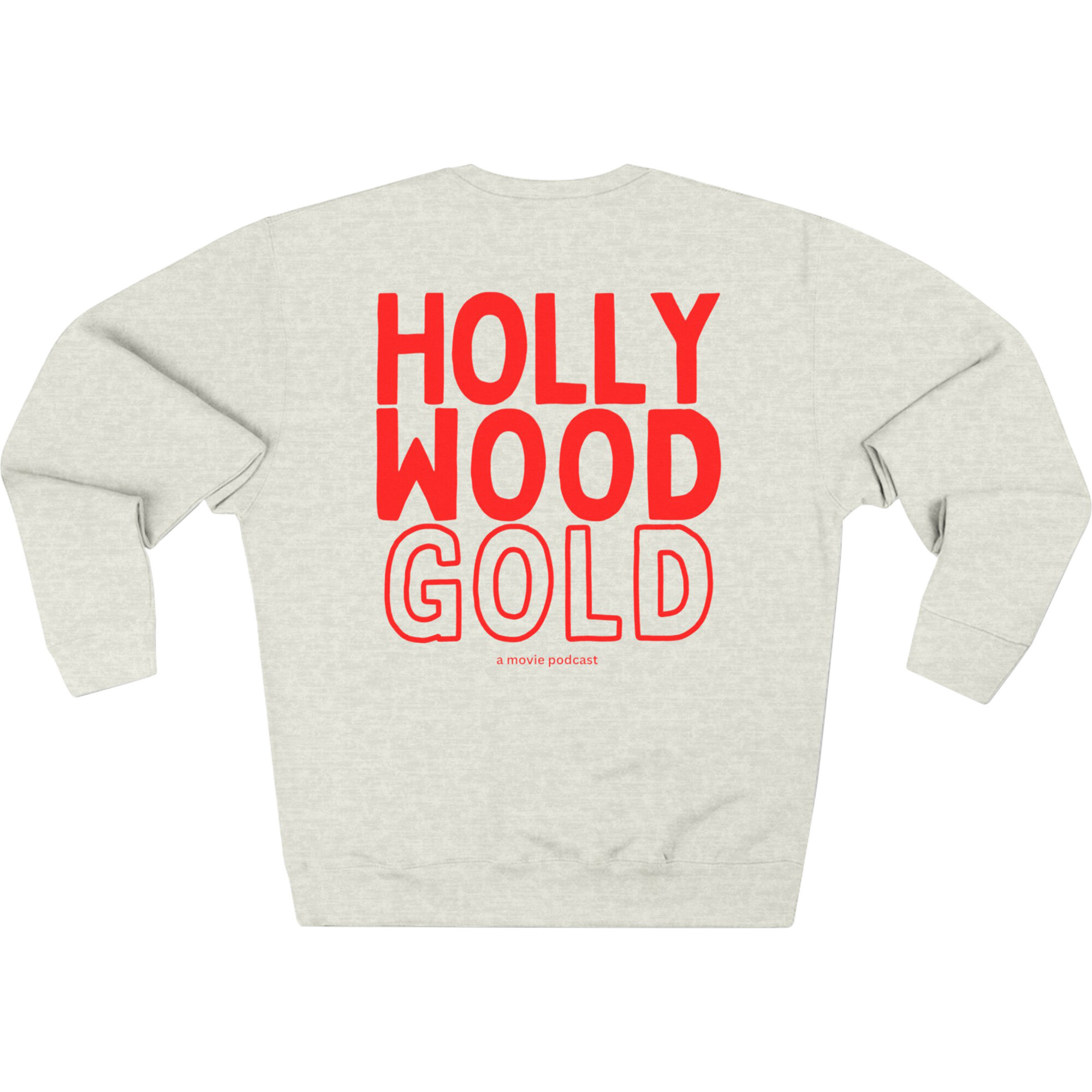 Adult Unisex Hollywood Gold Graphic Crew Neck Sweatshirt, Oatmeal Heather & Red - Sweatshirts - 1