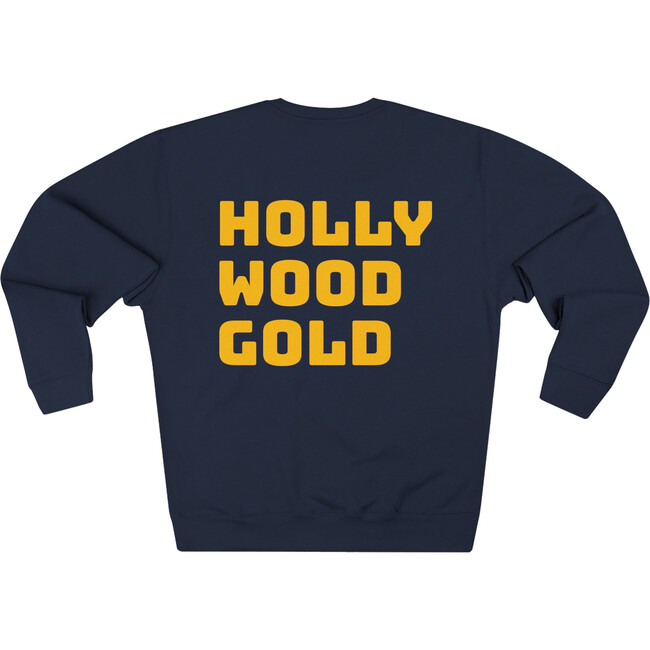 Adult Unisex Hollywood Gold Graphic Crew Neck Sweatshirt, Navy & Gold