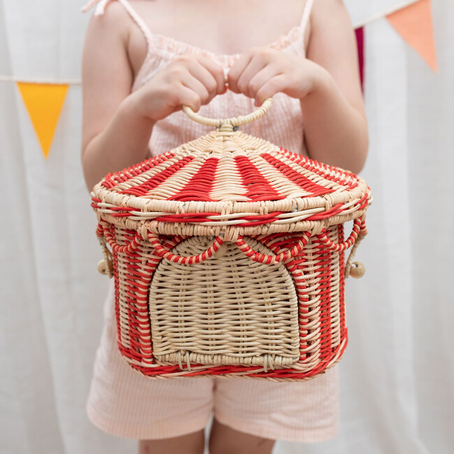 Circus Tent - Basket / Red & Straw - Doll Accessories - 8